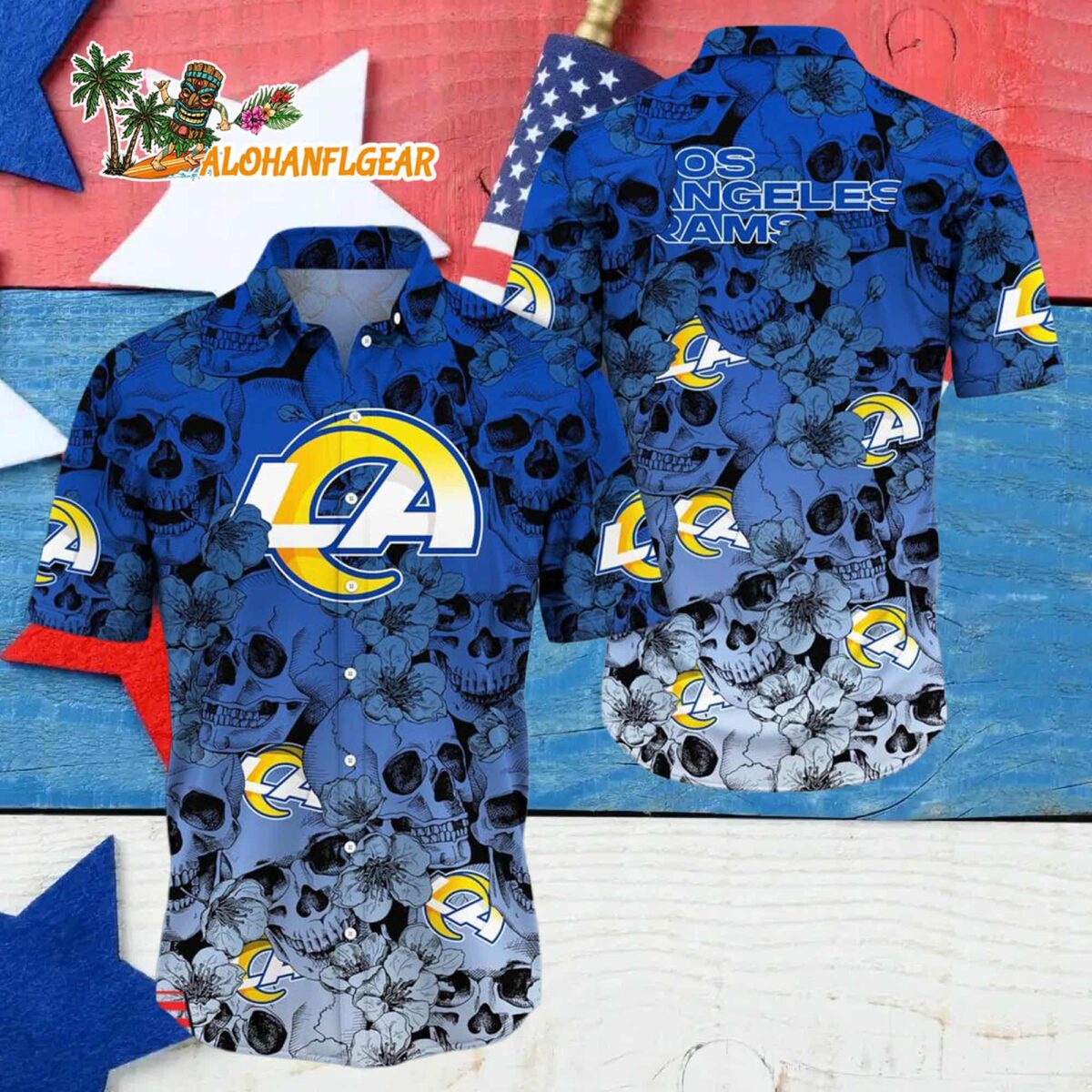 Los Angeles Rams Skull Pattern Aloha Hawaiian Shirt 4
