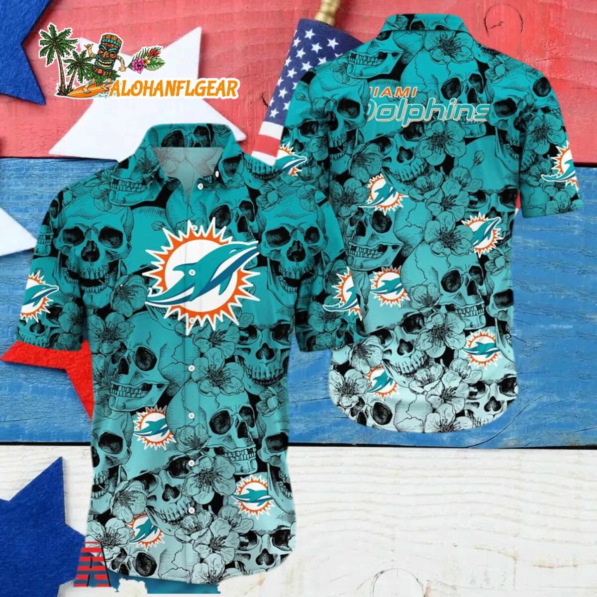 Miami Dolphins Skull Pattern Aloha Hawaiian Shirt 4 Miami Dolphins Skull Pattern Aloha Hawaiian Shirt 4