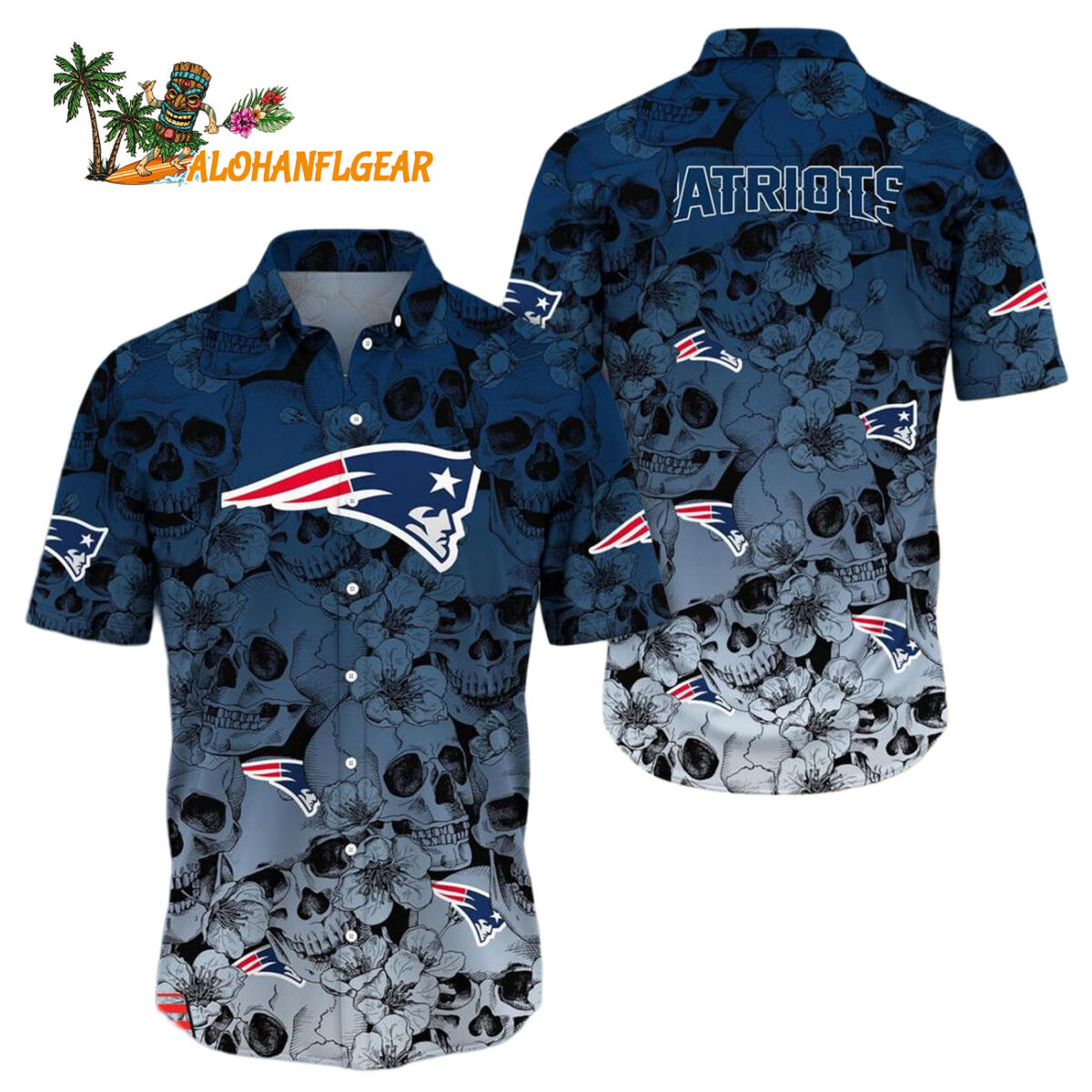 New England Patriots Skull Pattern Aloha Hawaiian Shirt 1