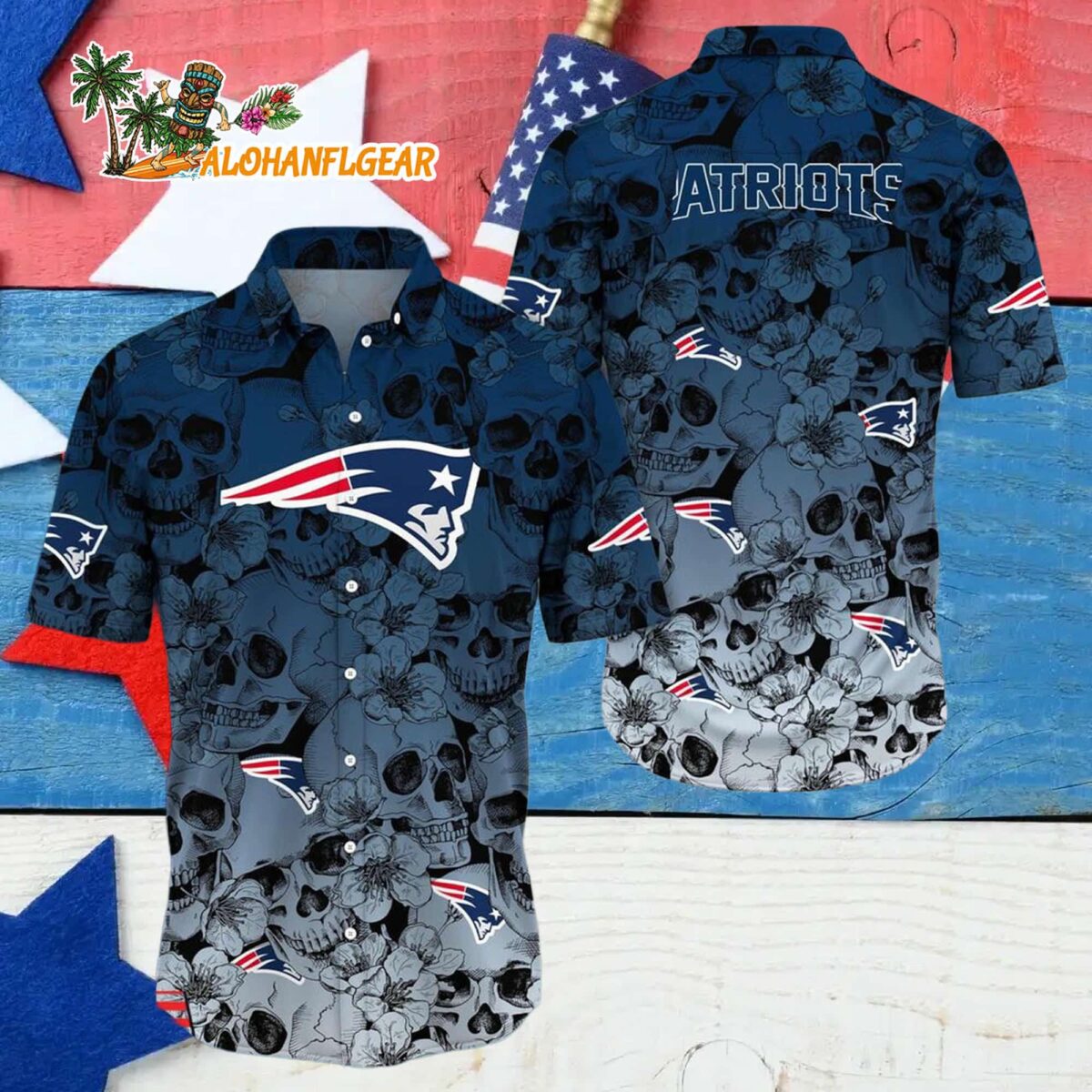 New England Patriots Skull Pattern Aloha Hawaiian Shirt 4