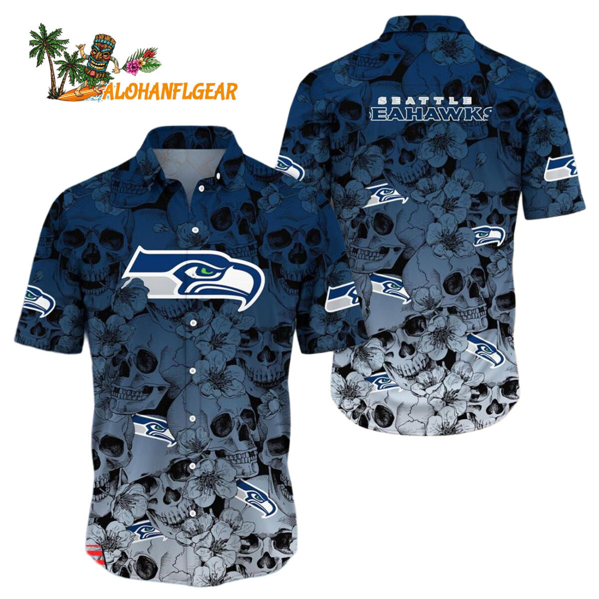 Seattle Seahawks Skull Pattern Aloha Hawaiian Shirt 1