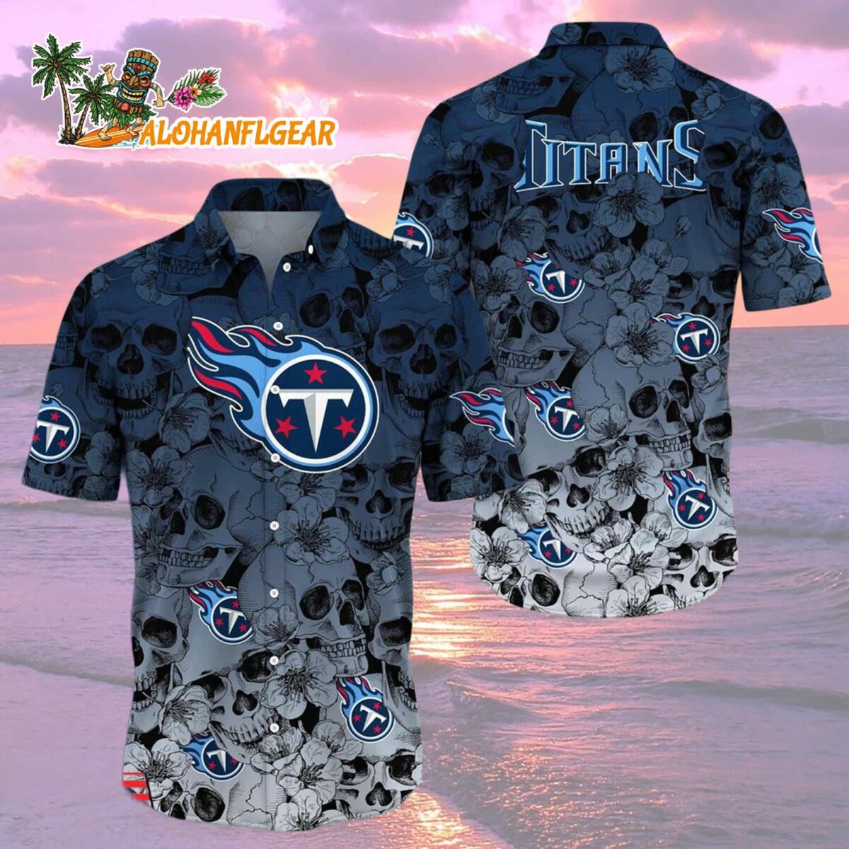 Tennessee Titans Skull Pattern Aloha Hawaiian Shirt 2