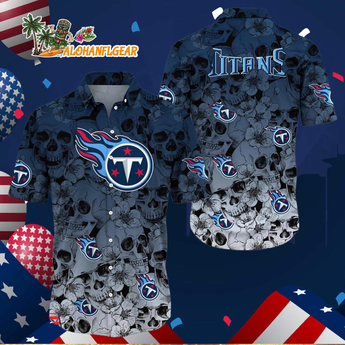 Tennessee Titans Skull Pattern Aloha Hawaiian Shirt 3