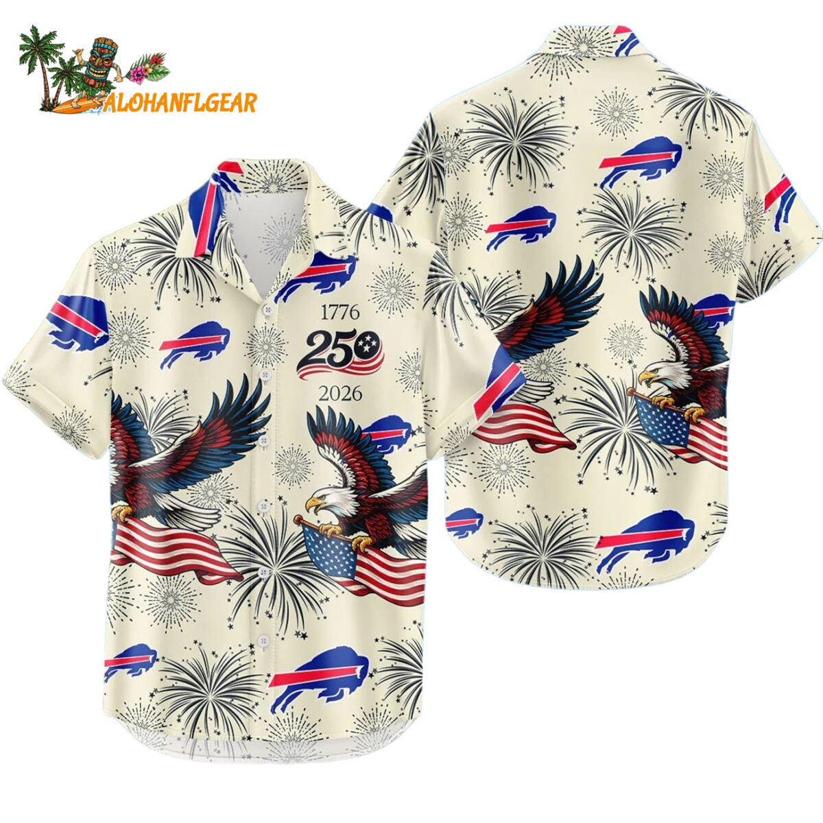 Buffalo Bills USA 250 Years Independence Eagle Hawaiian Shirt