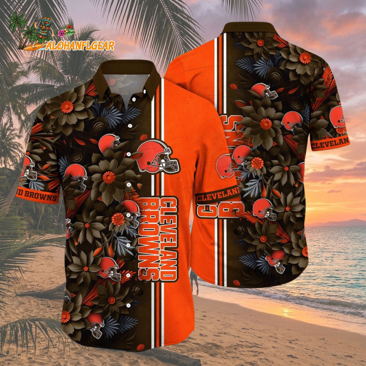Cleveland Browns Summer Hawaiian Shirt Floral Beach Shirt for NFL Fans