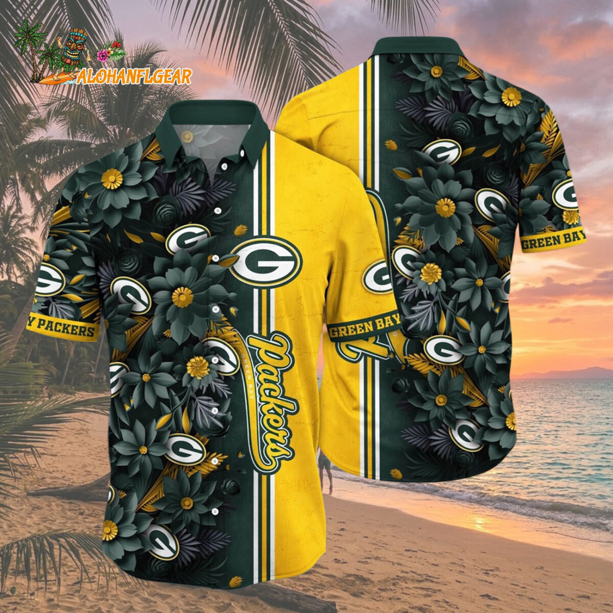 Green Bay Packers Summer Hawaiian Shirt Floral Beach Shirt for NFL Fans
