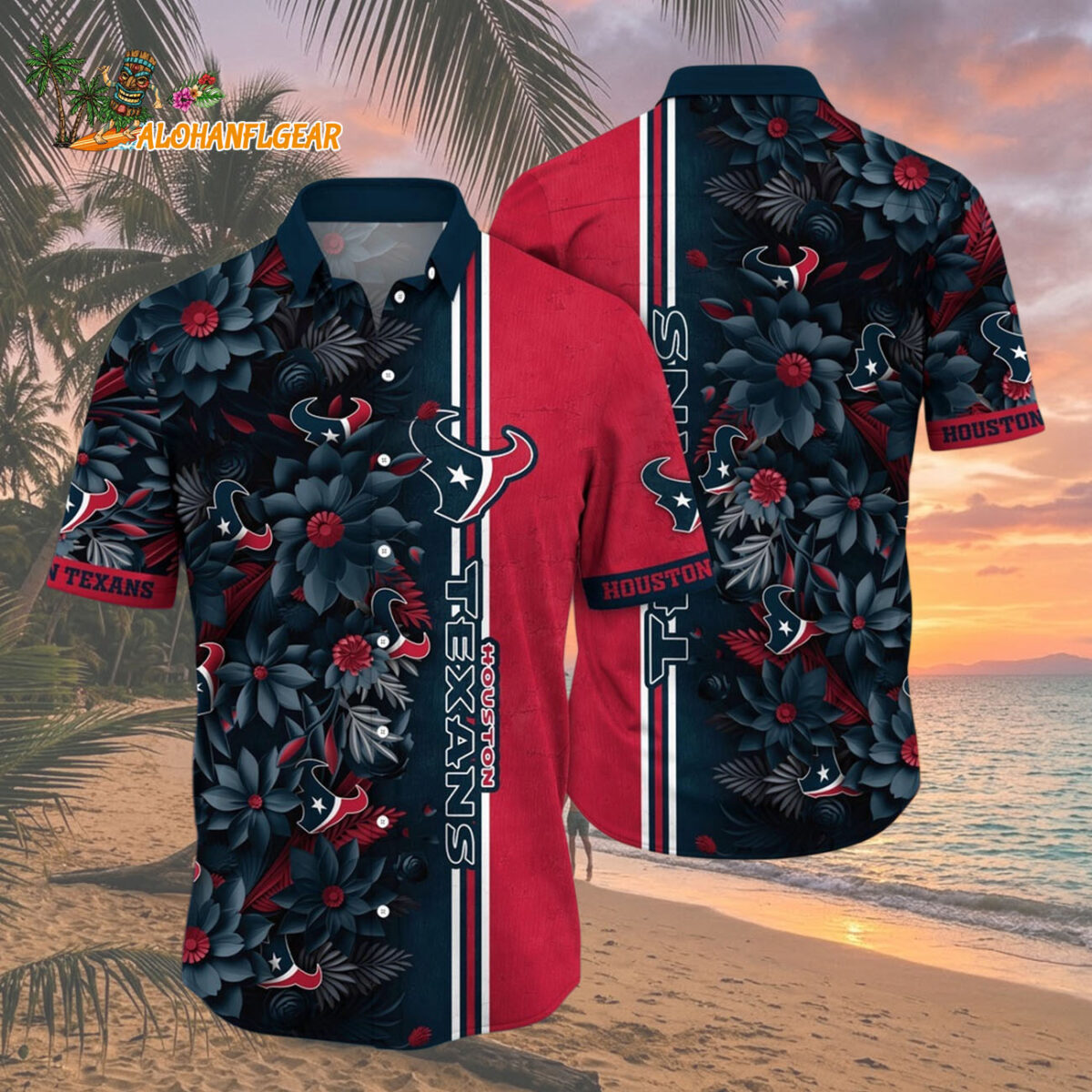 Houston Texans Summer Hawaiian Shirt Floral Beach Shirt for NFL Fans