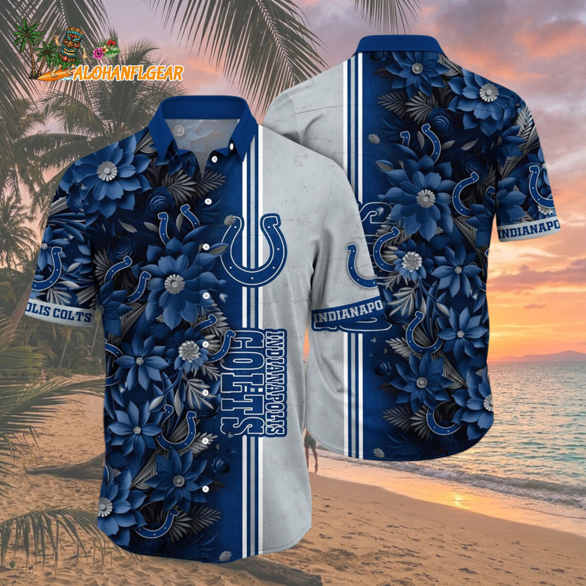 Indianapolis Colts Summer Hawaiian Shirt Floral Beach Shirt for NFL Fans