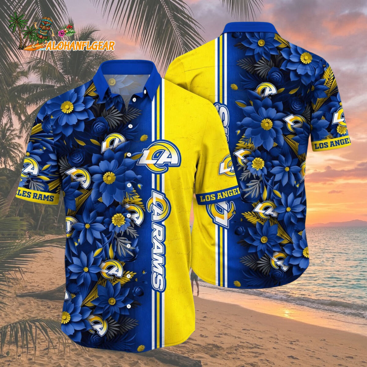 Los Angeles Rams Summer Hawaiian Shirt Floral Beach Shirt for NFL Fans