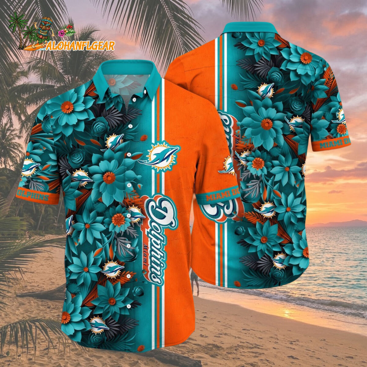 Miami Dolphins Summer Hawaiian Shirt Floral Beach Shirt for NFL Fans