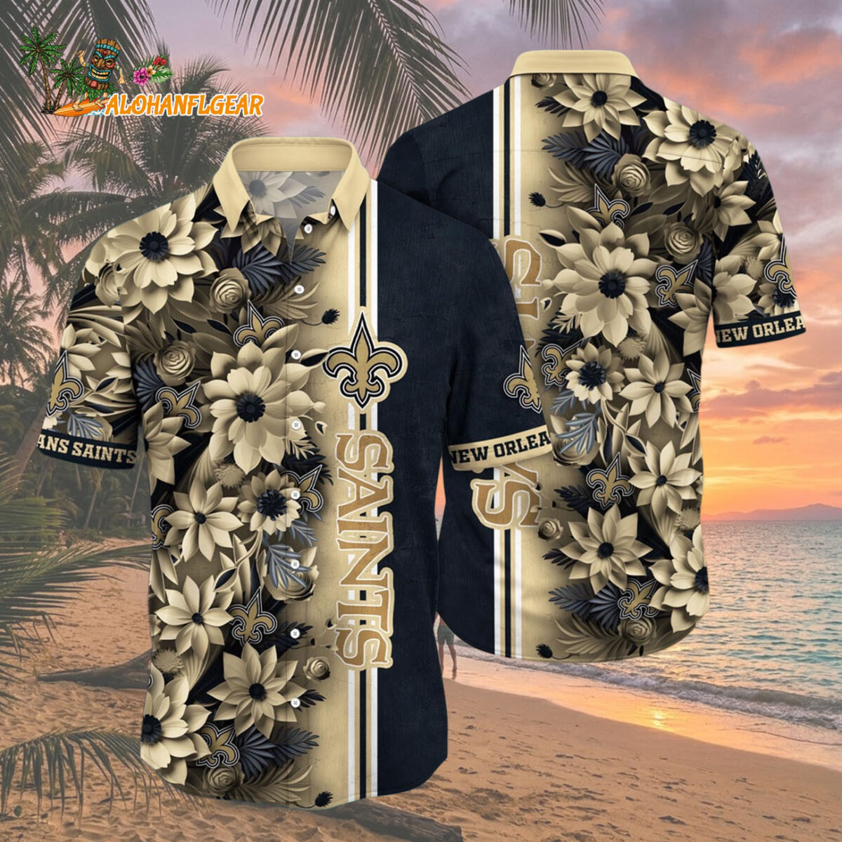 New Orleans Saints Summer Hawaiian Shirt Floral Beach Shirt for NFL Fans