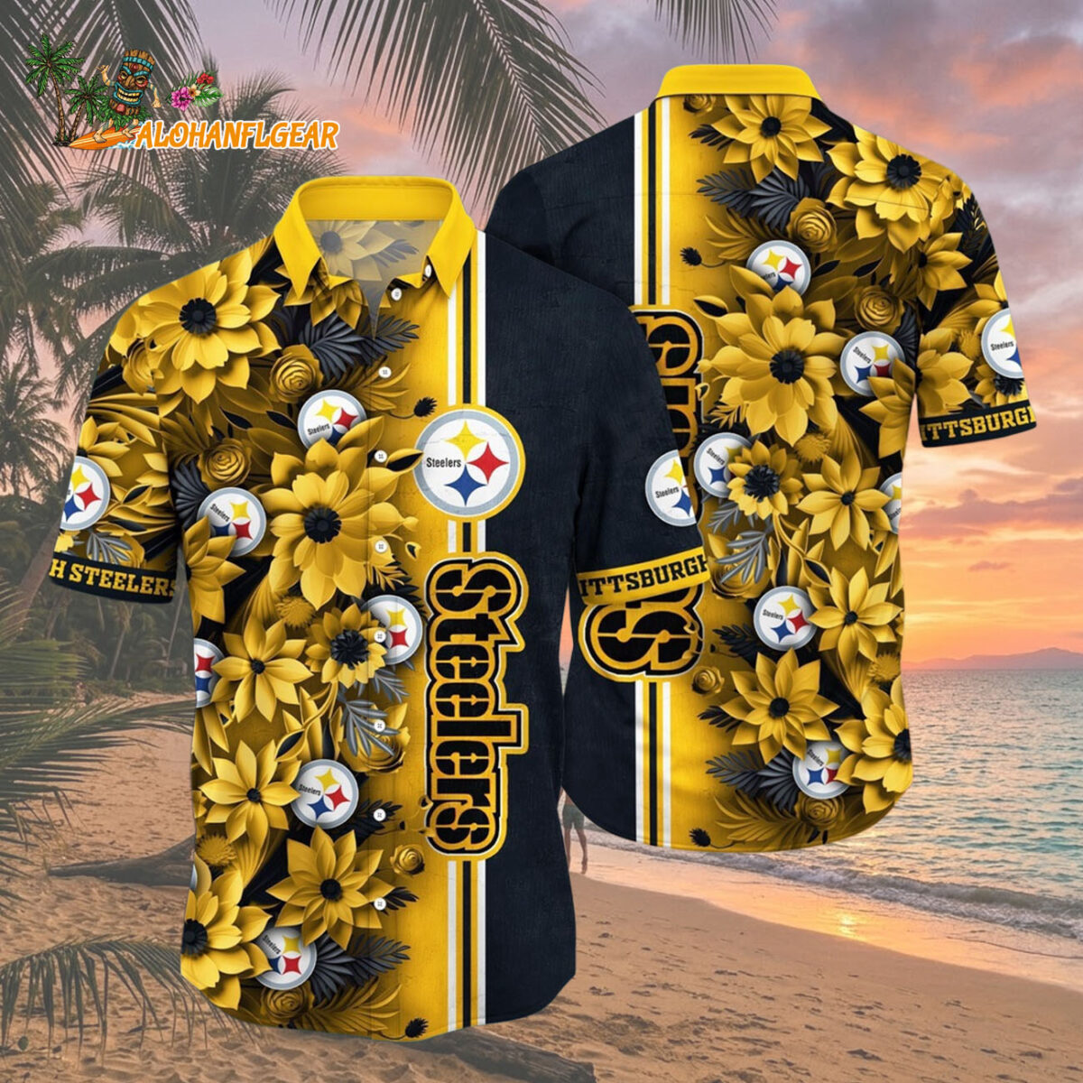 Pittsburgh Steelers Summer Hawaiian Shirt Floral Beach Shirt for NFL Fans
