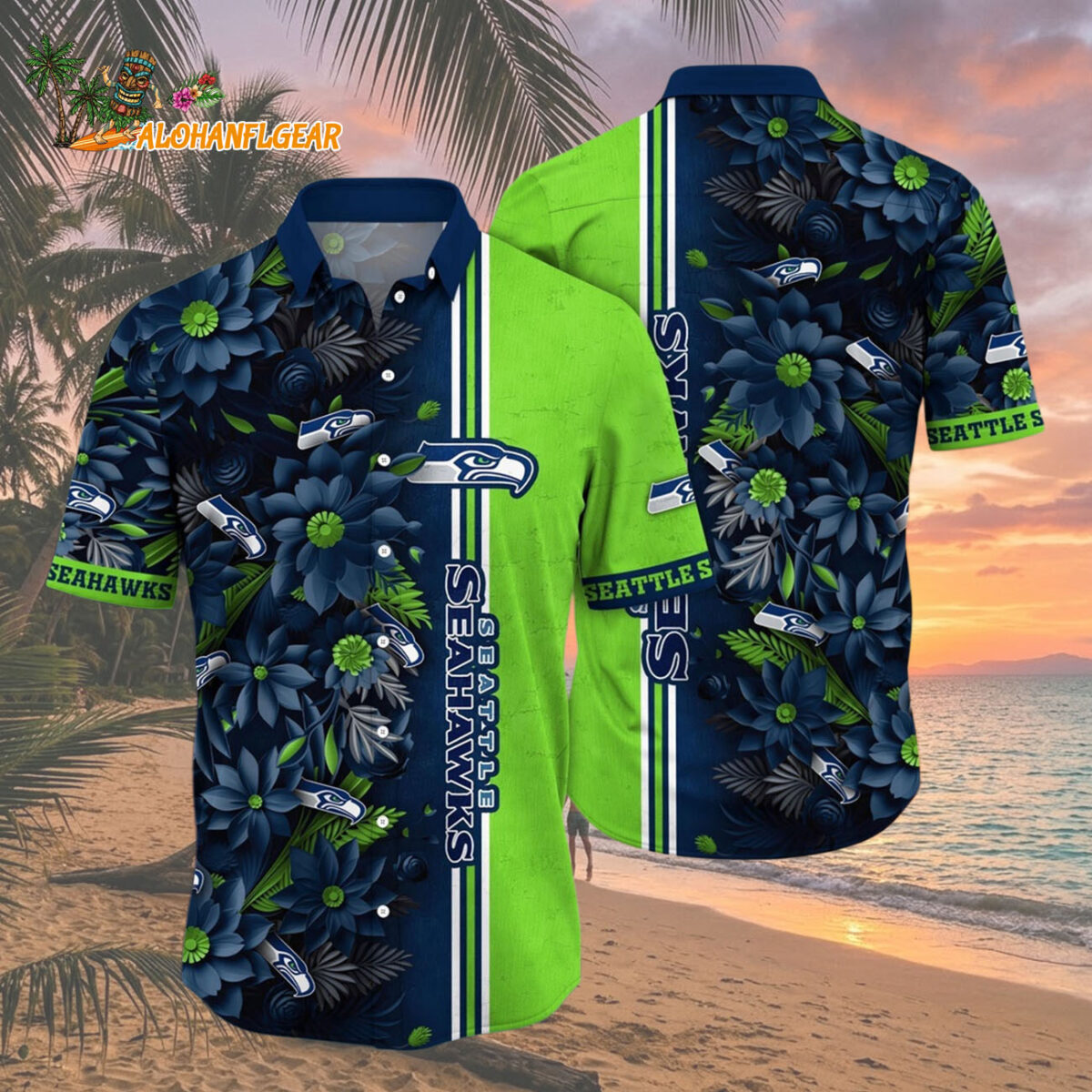 Seattle Seahawks Summer Hawaiian Shirt Floral Beach Shirt for NFL Fans