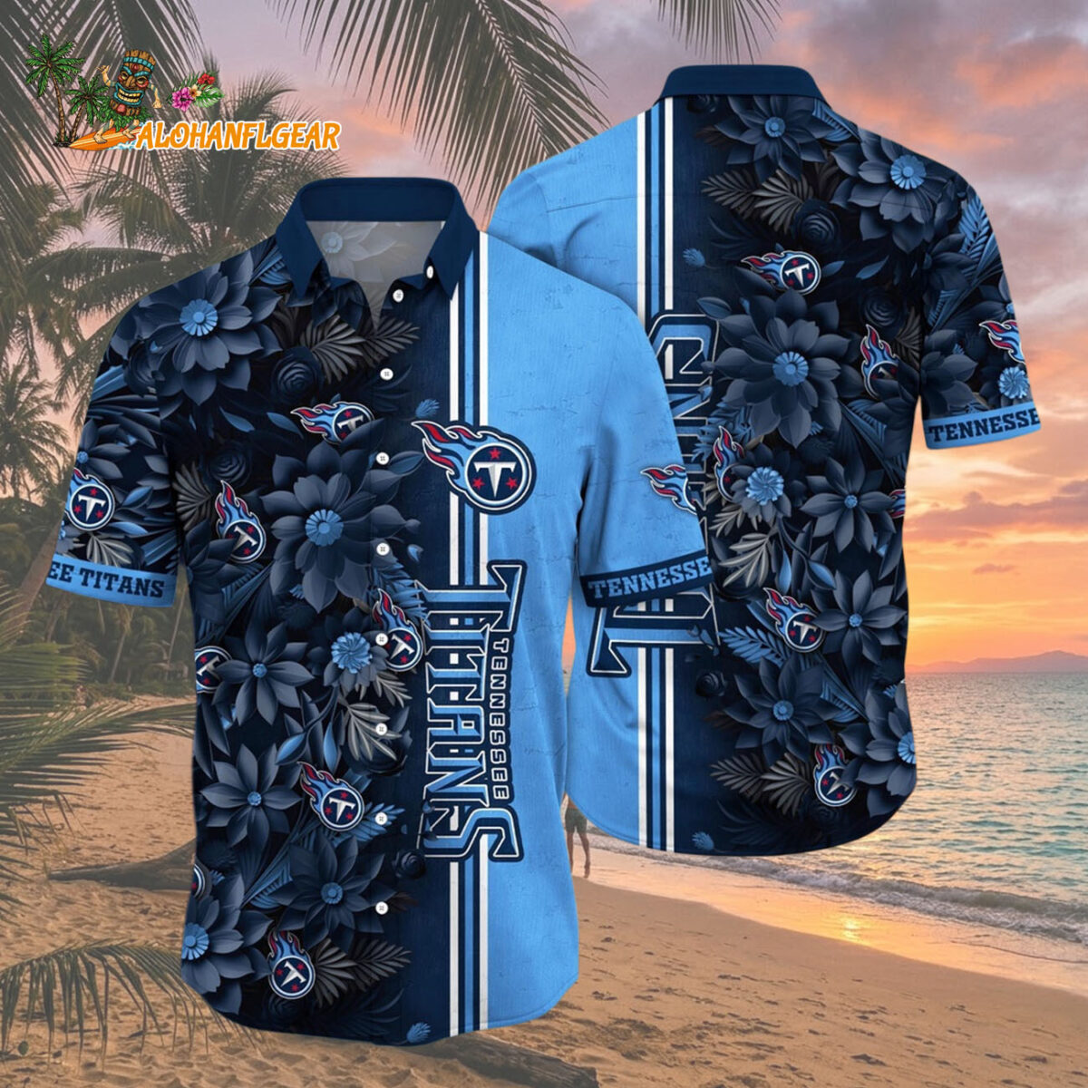 Tennessee Titans Summer Hawaiian Shirt Floral Beach Shirt for NFL Fans